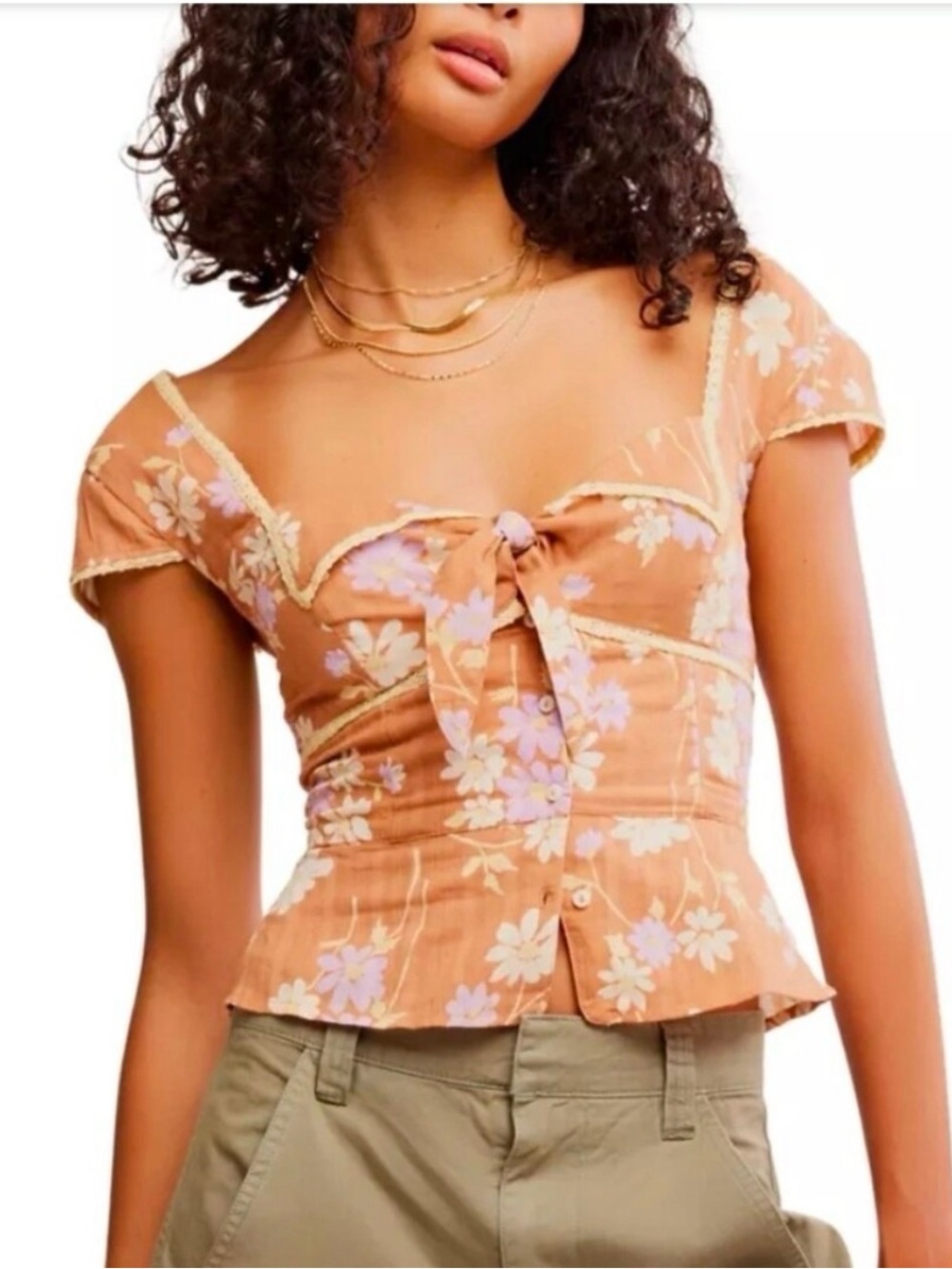 NWT Free People Call Me Baby Front Button Blouse Size Medium